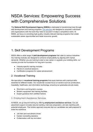 NSDA Our servicNSDA Services: Empowering Success with Comprehensive Solutionses