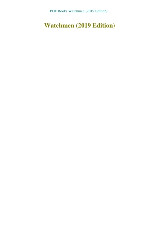 PDF Books Watchmen (2019 Edition)