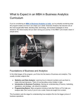 What to Expect in an MBA in Business Analytics Curriculum