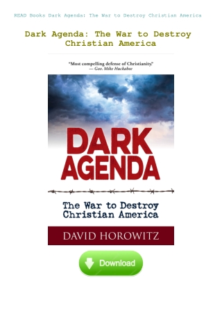 READ Books Dark Agenda The War to Destroy Christian America
