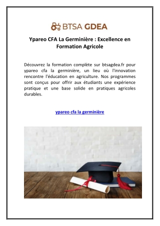 Ypareo CFA La Germinière : Excellence en Formation Agricole