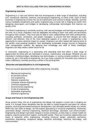 BEST B.TECH COLLEGE FOR CIVIL ENGINEERING IN NOIDA