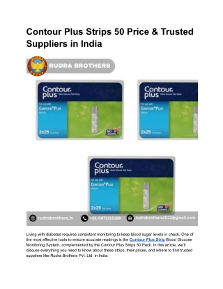 Contour Plus Strips 50 Price & Trusted Suppliers in India