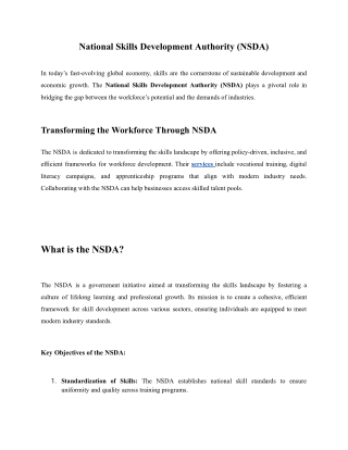 National Skills Development Authority (NSDA)
