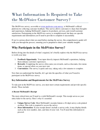 What Information Is Required to Take the McDVoice Customer Survey (1)