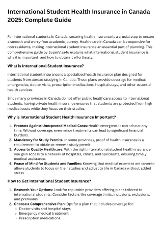 International Student Health Insurance in Canada 2025: Complete Guide