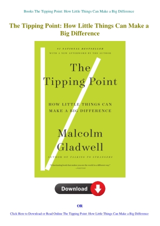 Books  The Tipping Point How Little Things Can Make a Big Difference