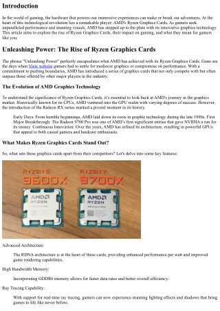 Unleashing Power: The Rise of Ryzen Graphics Cards and What They Mean for Gamers