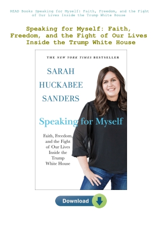 READ Books Speaking for Myself Faith  Freedom  and the Fight of Our Lives Inside the Trump White Hou