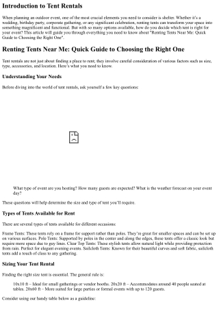 “Renting Tents Near Me: Quick Guide to Choosing the Right One”