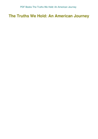 PDF Books The Truths We Hold An American Journey