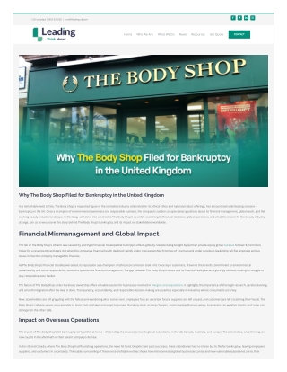 Body Shop File for bankruptcy in the United Kingdom