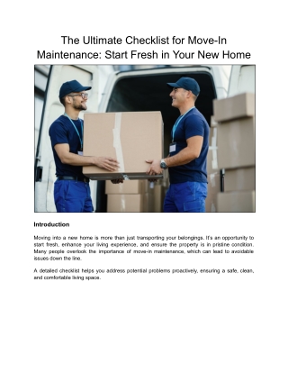 The Ultimate Checklist for Move-In Maintenance_ Start Fresh in Your New Home