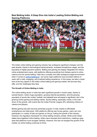 Best Betting in India_ A Deep Dive into India’s Leading Online Betting and Gaming Platforms