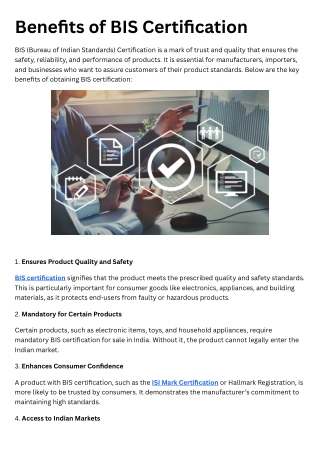 Key Benefits of BIS Certification for Manufacturers