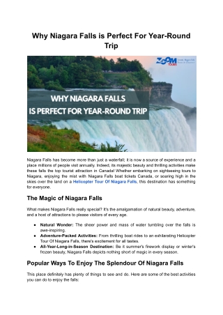 Why Niagara Falls is Perfect For Year-Round Trip