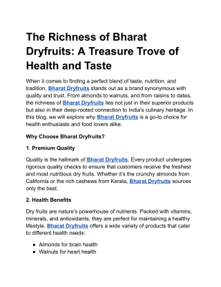 The Richness of Bharat Dryfruits_ A Treasure Trove of Health and Taste