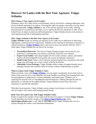 Discover Sri Lanka with the Best Tour Agencies