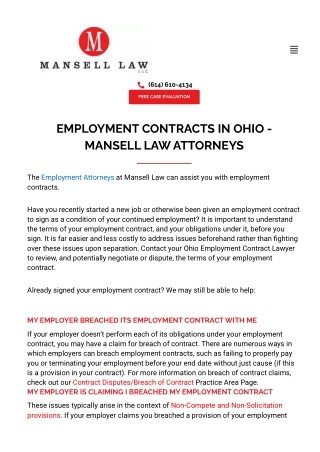 Employment Contracts in Ohio - Mansell Law Attorneys