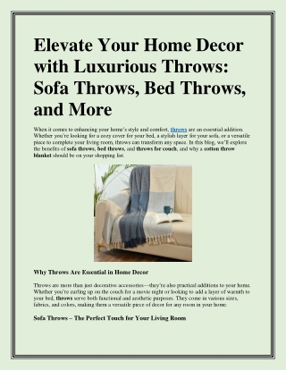 Elevate Your Home Decor with Luxurious Throws
