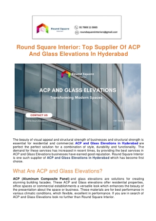 Round Square Interior: Top Supplier of ACP and Glass Elevations in Hyderabad