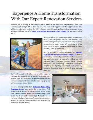 Experience A Home Transformation With Our Expert Renovation Services
