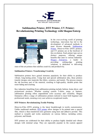 Buy Sublimation Printer for Vibrant Prints - Shagun Enterprise