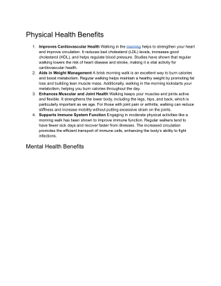 Physical Health Benefits
