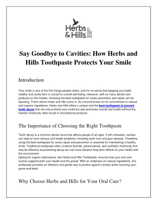 Say Goodbye to Cavities_ How Herbs and Hills Toothpaste Protects Your Smile
