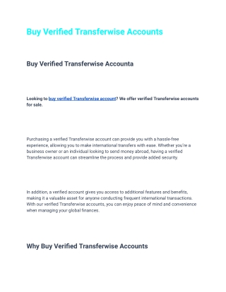 Buy Verified Transferwise Accounts