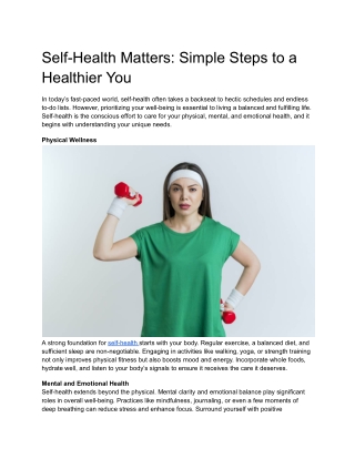 Self-Health Matters_ Simple Steps to a Healthier You