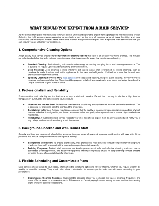 Expectations from a Maid Service