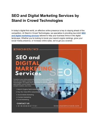 SEO and Digital Marketing Services by Stand in Crowd Technologies