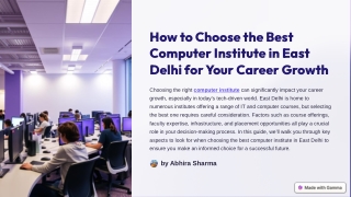 How to Choose the Best Computer Institute in East Delhi for Your Career Growth