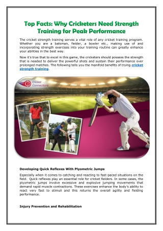 Top Facts - Why Cricketers Need Strength Training for Peak Performance