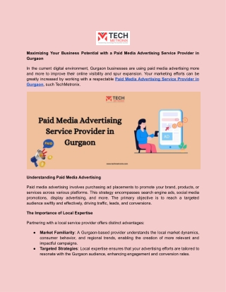 Techmetronix- Paid Media Advertising Service Provider in Gurgaon