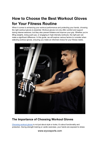 How to Choose the Best Workout Gloves for Your Fitness Routine