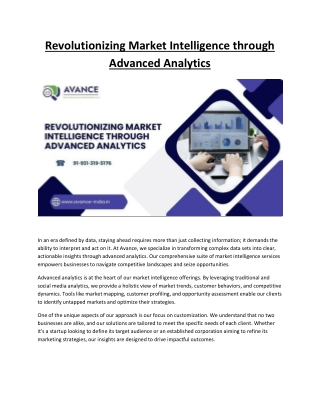 Revolutionizing Market Intelligence through Advanced Analytics
