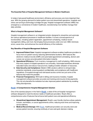 The Essential Role of Hospital Management Software in Modern Healthcare