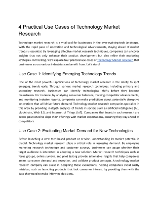 4 Practical Use Cases of Technology Market Research