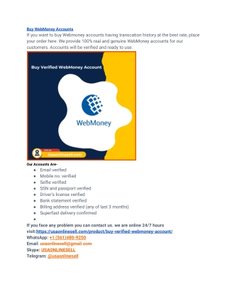 Buy Verified WebMoney Account Aged, PVA & Cheap