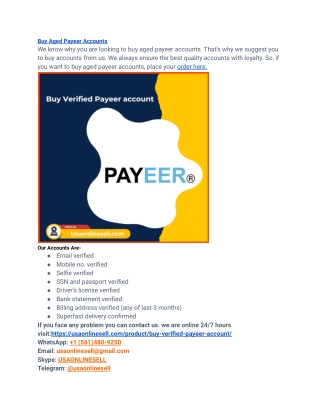 Buy Verified Payeer account Aged, PVA & Cheap