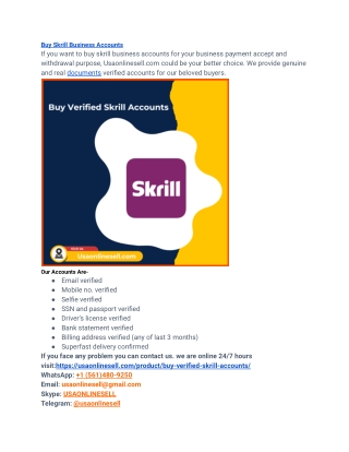 Buy verified skrill accounts Aged, PVA & Cheap