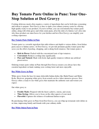 Buy gravy Online in Pune One-Stop Solution at Desi Gravyy