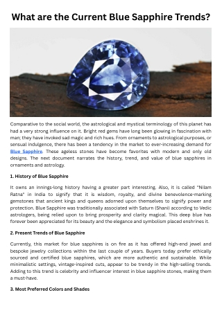What are the Current Blue Sapphire Trends?