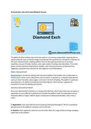 Diamond Exch Fast and Trusted Betting ID Services