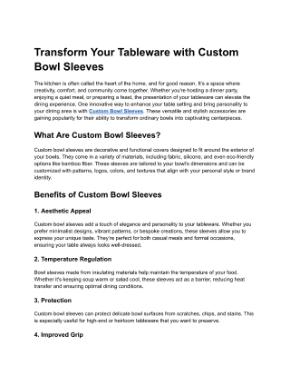 Transform Your Tableware with Custom Bowl Sleeves