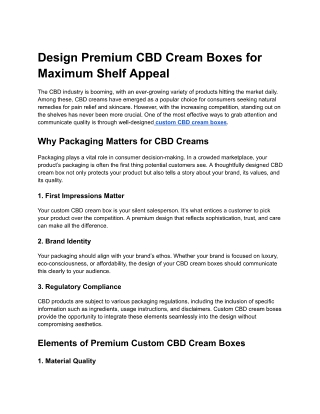 Design Premium CBD Cream Boxes for Maximum Shelf Appeal