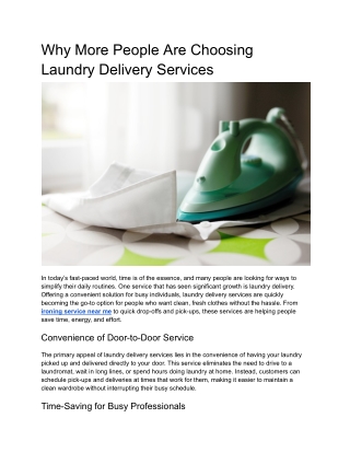 Why More People Are Choosing Laundry Delivery Services