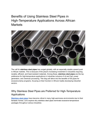 Benefits of Using Stainless Steel Pipes in High-Temperature Applications Across African Markets